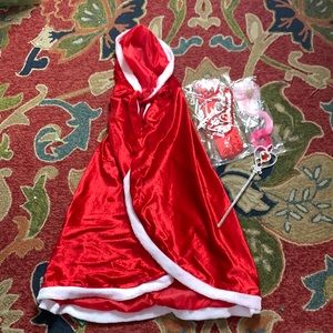 Girls Princess Hooded Cape Cloak costume for Dress up with Accessories